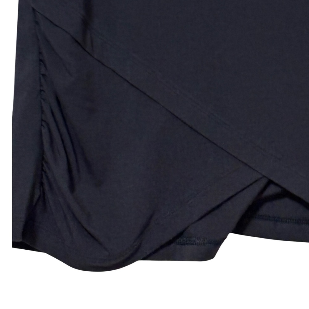Athleta Sz. M -Black Ruched Side Crossover Tulip Hem Long Sleeve Scoop Neck Top - Picture 4 of 8
